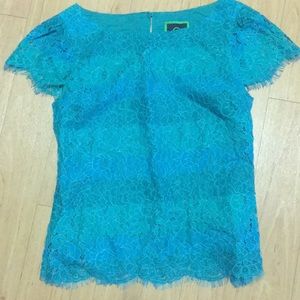 Classic teal lace blouse with three tone of colors